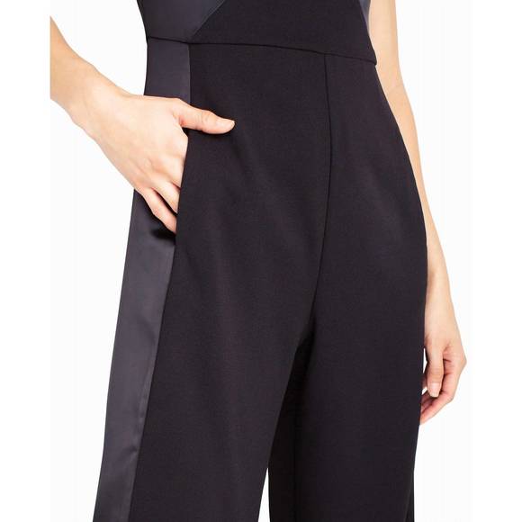 NEW NICOLE MILLER jasmine crepe tuxedo jumpsuit in very black - Picture 4 of 4